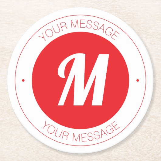  monogram en circulaire tekst Sjabloon Ronde Kartonnen Onderzetter (Voorkant)