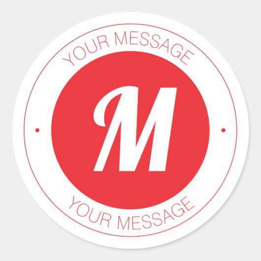 monogram en circulaire tekst Sjabloon Ronde Sticker (Voorkant)