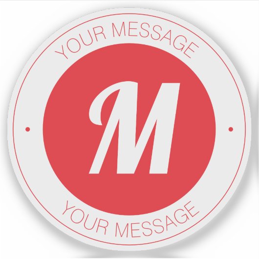 monogram en circulaire tekst Sjabloon Sticker (Voorkant)
