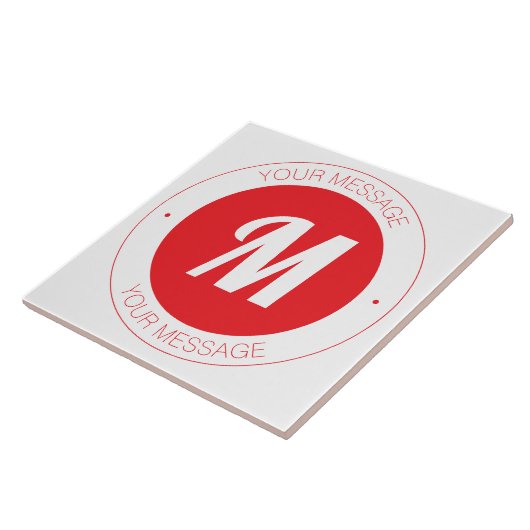  monogram en circulaire tekst Sjabloon Tegeltje (Zijkant)