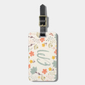 Monogram en Citaat Boho Flowers Bagagelabel (Voorkant verticaal)