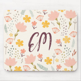 Monogram en Citaat Boho Flowers Muismat