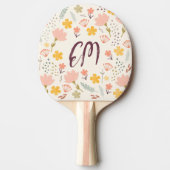Monogram en Citaat Boho Flowers Ping Pong Paddle Tafeltennisbatje (Voorkant)