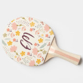 Monogram en Citaat Boho Flowers Ping Pong Paddle Tafeltennisbatje (Zijkant)
