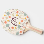 Monogram en Citaat Boho Flowers Tafeltennisbatje (Zijkant)