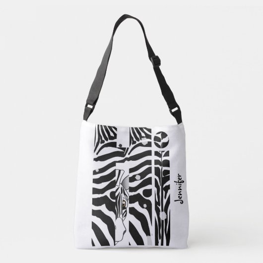 Monogram en Cute Zebra Pattern Trendy Crossbody Tas (Achterkant)