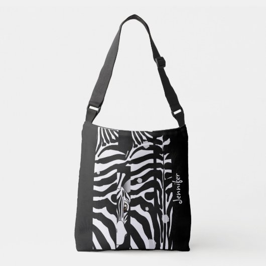 Monogram en Cute Zebra Pattern Trendy Crossbody Tas (Voorkant)