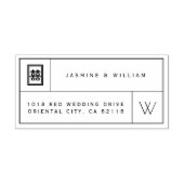 Monogram en Dubbel Geluk Doos Chinese Bruiloft Rubberstempel (Afrduk)