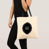 Monogram en Eigen naam Zwart-wit V02 Tote Bag (Voorkant (product))