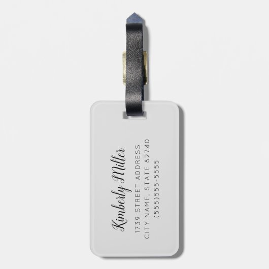 Monogram en fotocollage bagagelabel (Achterkant verticaal)