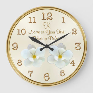 Monogram en gepersonaliseerde Magnolia Clock Grote Klok