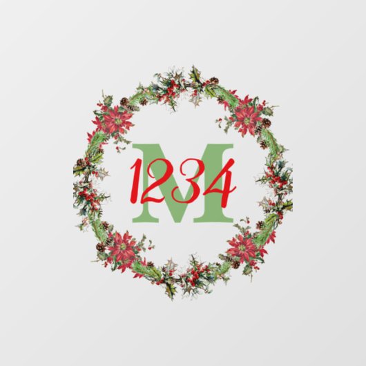 Monogram en getallen kerstmis raamsticker (Vel)