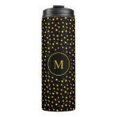Monogram en Golden Confetti op zwart Thermosbeker (Voorkant)
