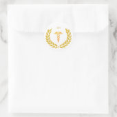 Monogram en Golden Medical Doctor Caduceus Ronde Sticker (Tas)
