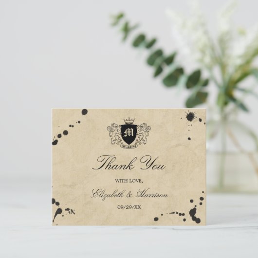  monogram en gordijn briefkaart (Staand voorkant)