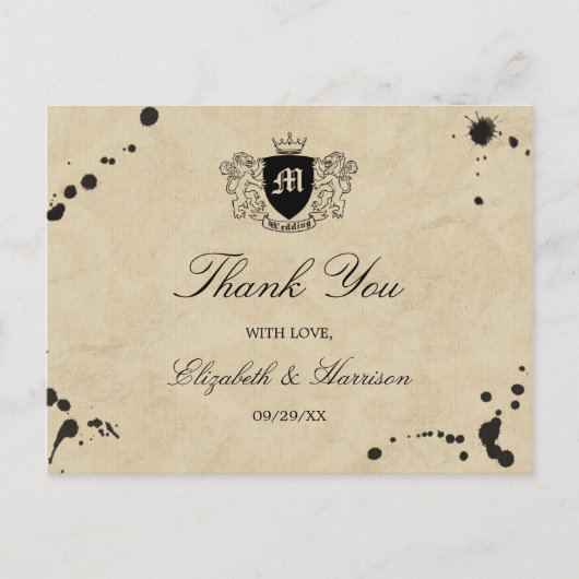 monogram en gordijn briefkaart (Voorkant)