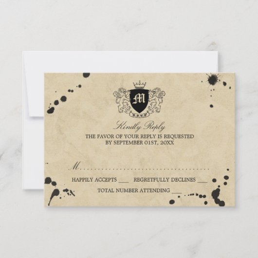 monogram en gordijn met ridderband RSVP (Voorkant)