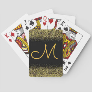 Monogram en goudglitter pokerkaarten