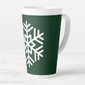 Monogram en grote witte sneeuwvlok op groen latte mok (Rechterhoek)