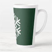 Monogram en grote witte sneeuwvlok op groen latte mok (Rechts)
