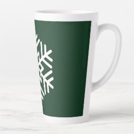Monogram en grote witte sneeuwvlok op groen latte mok