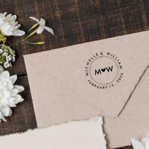 Monogram en hart Weddenschap Zelfinktende Stempel