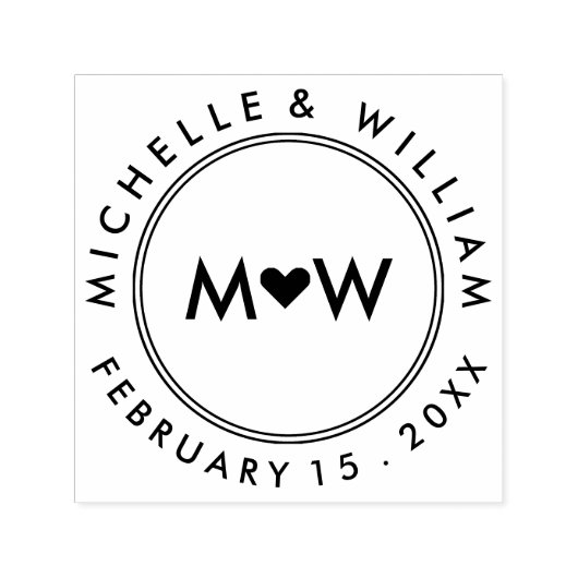Monogram en hart | Weddenschap Zelfinktende Stempel (Design)