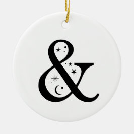 Monogram en hemelampersand keramisch ornament