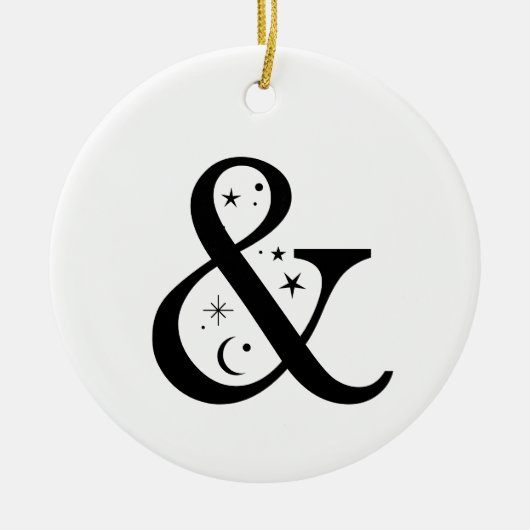 Monogram en hemelampersand keramisch ornament (Voorkant)