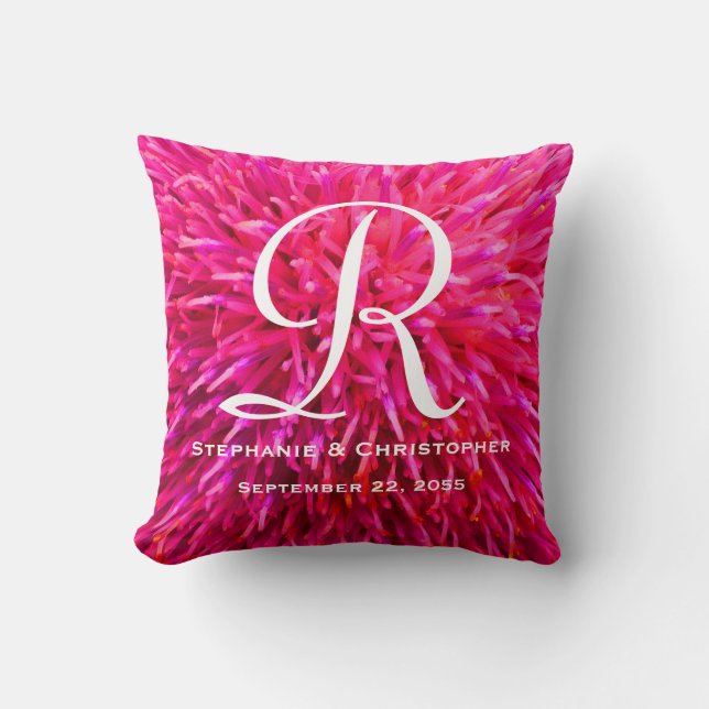 Monogram en het Hete Roze Abstracte Kussen (Voorkant)