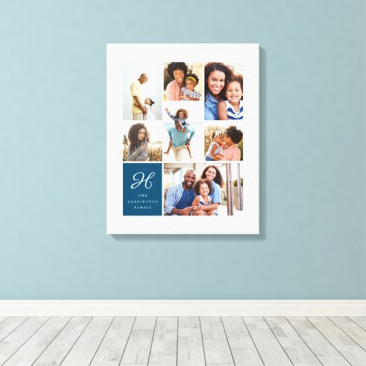 Monogram en het Veelvoudige Net van de Foto Collag Canvas Afdruk (Insitu (Houten vloer))