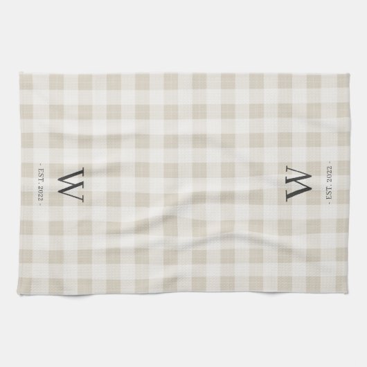 Monogram en jaar van de huishouding theedoek (Horizontaal)