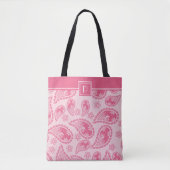 Monogram en Jouw naam op roze pasteileypatroon Tote Bag (Voorkant)