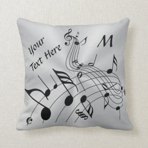 Monogram en Jouw tekst Musical Notes Pillow Kussen