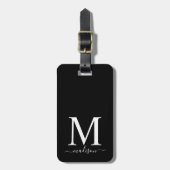 Monogram en kalligrafie met bewerkbare achtergrond bagagelabel (Voorkant verticaal)