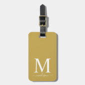 Monogram en kalligrafie met bewerkbare achtergrond bagagelabel (Voorkant verticaal)