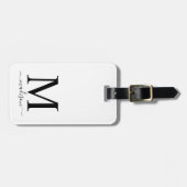 Monogram en kalligrafie met bewerkbare achtergrond bagagelabel (Voorkant horizontaal)