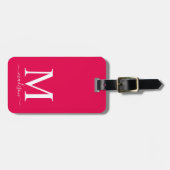 Monogram en kalligrafie met bewerkbare achtergrond bagagelabel (Voorkant horizontaal)