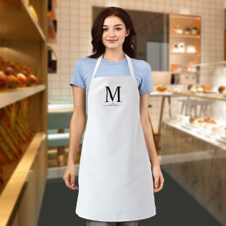 Monogram en kalligrafie met bewerkbare kleur schort