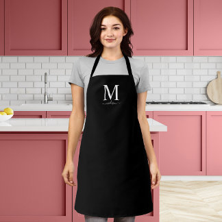Monogram en kalligrafie met bewerkbare kleur schort
