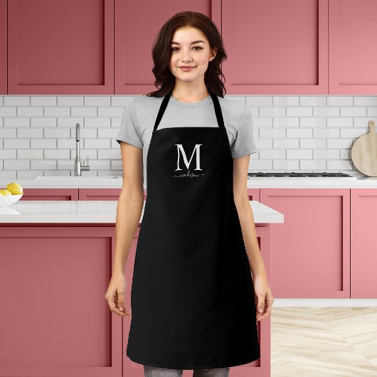 Monogram en kalligrafie met bewerkbare kleur schort