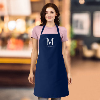 Monogram en kalligrafie met bewerkbare kleur schort