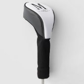 Monogram en kalligrafie zwart-wit golfheadcover (Schuin)