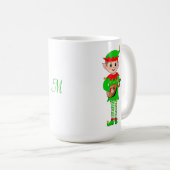 Monogram en kerst muziek elf koffiemok (Voorkant rechts)