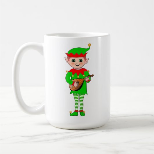 Monogram en kerst muziek elf koffiemok (Links)
