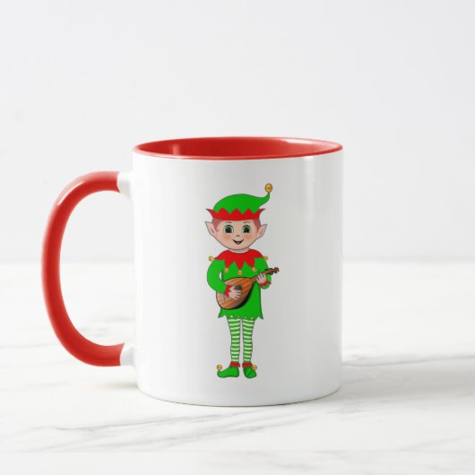 Monogram en kerst muziek elf mok (Links)