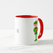 Monogram en kerst muziek elf mok (Voorkant rechts)