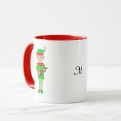 Monogram en kerst muziek elf mok (Voorkant links)