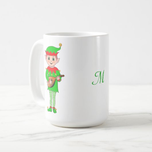 Monogram en kerstmuziek koffiemok (Voorkant links)