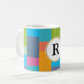 monogram en kleurrijk beschermkapje koffiemok (Voorkant links)